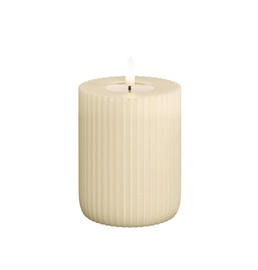 LED Ribbed Pillar Candle | Cream