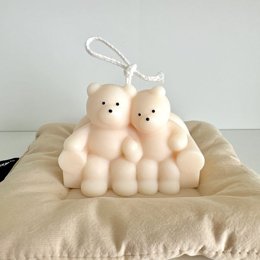 Bear Couple Soy Candle | White