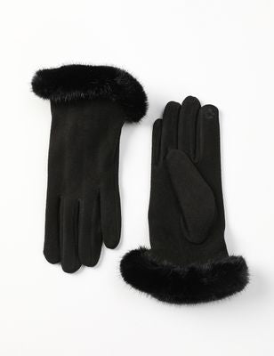 Faux Fur Cuffed Touchscreen Gloves