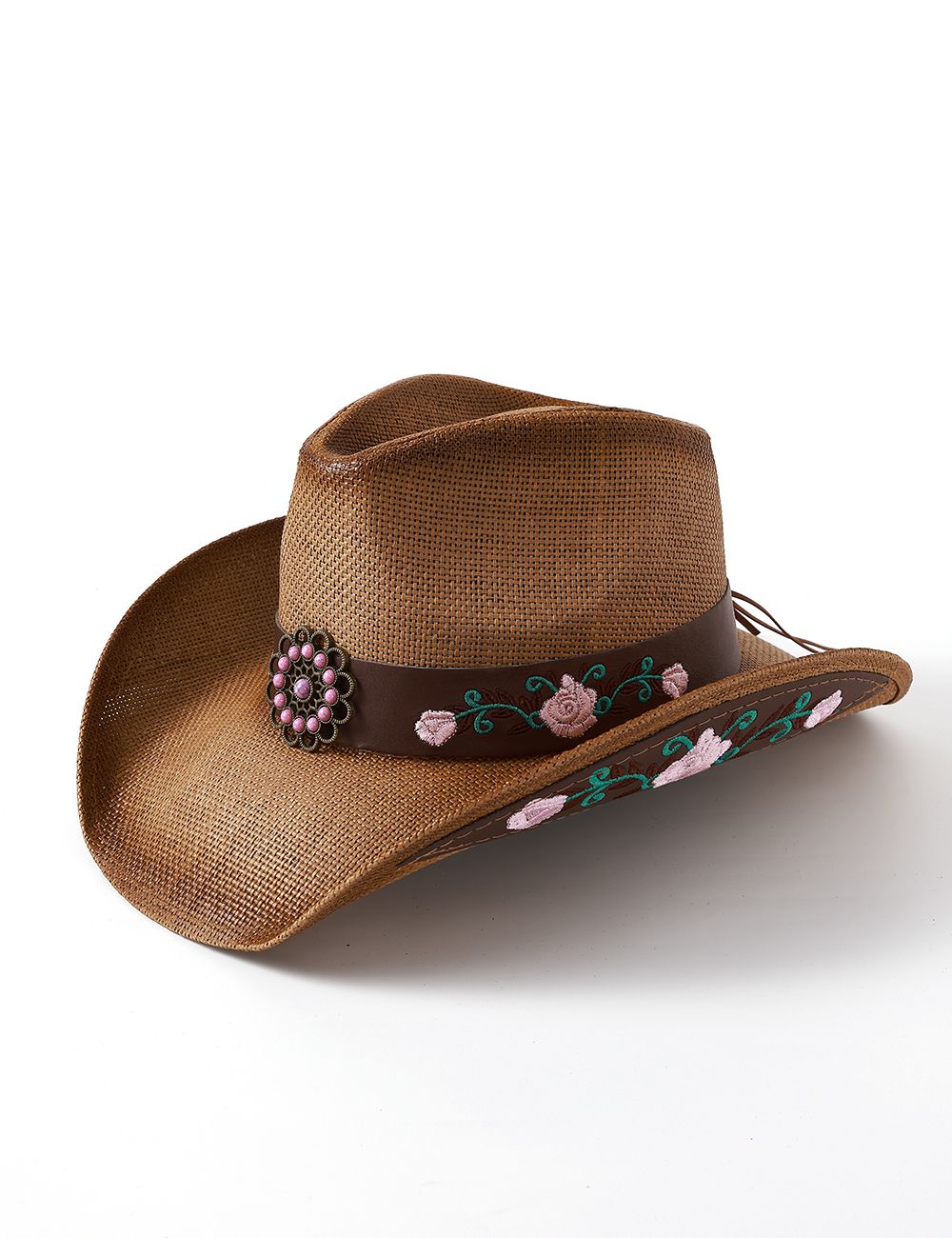 Floral Embroidery Cowboy Hat