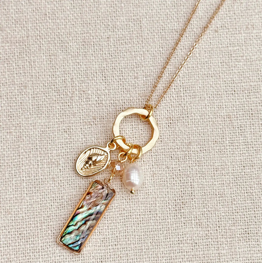Abalone Bar Pendant Necklace