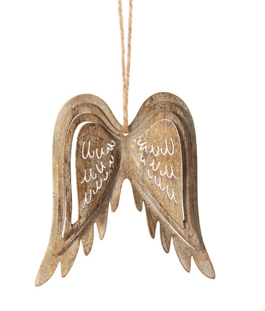 Gold Metal Angel Wings Ornament