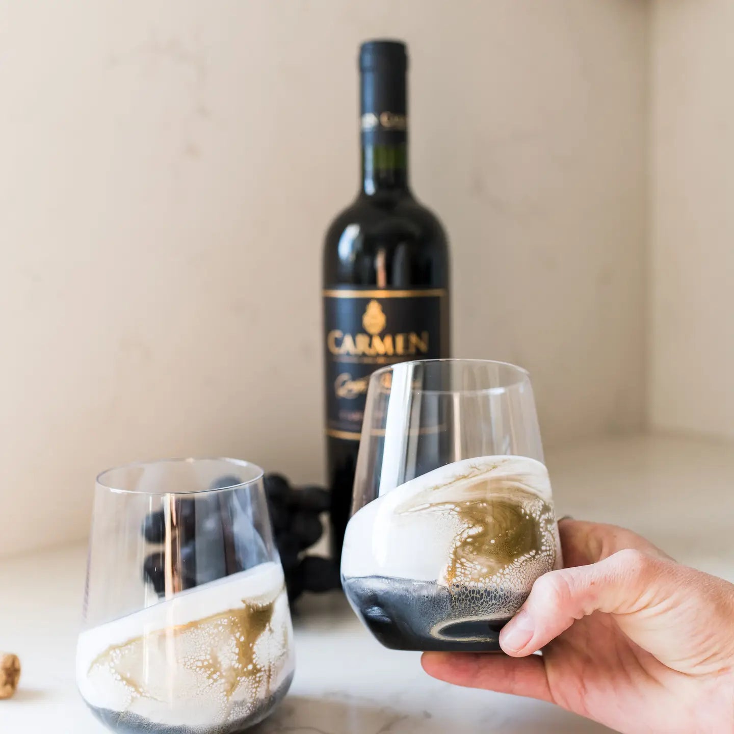 Resin Accented Wine Glasses