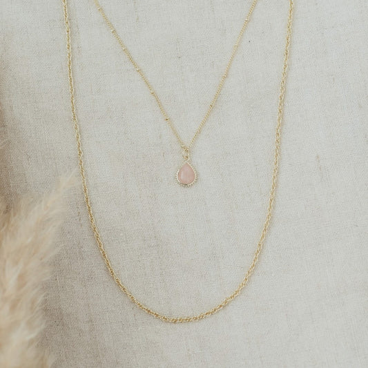 Paris Drop Necklace | Rose Quartz