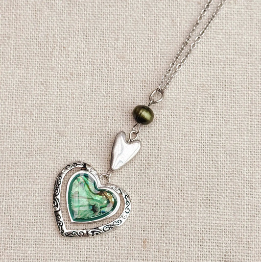 Green Abalone Heart Necklace