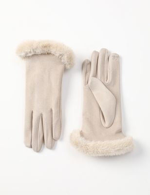 Faux Fur Cuffed Touchscreen Gloves