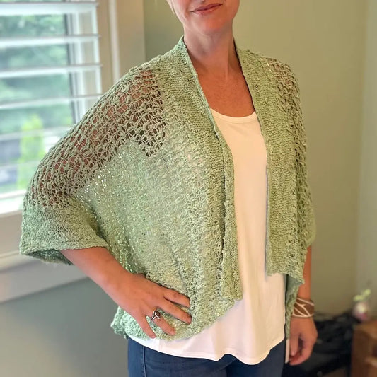 Short Sleeved Popcorn Knit Cardigan