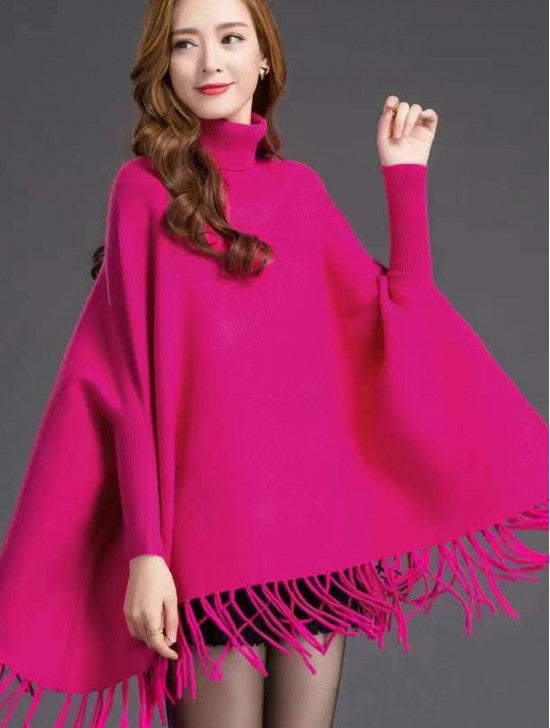Turtleneck Poncho w/ Comfy Sleeves