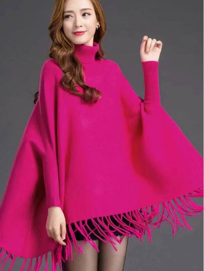 Turtleneck Poncho w/ Comfy Sleeves