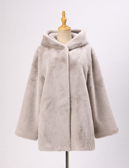 Faux Fur Coat w/ Hood