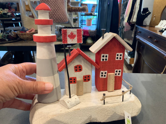East coast light house and Canadian houses