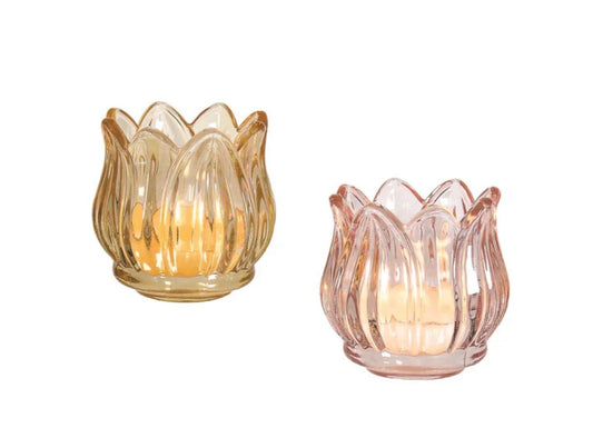 Glass Tulip Candle Holder