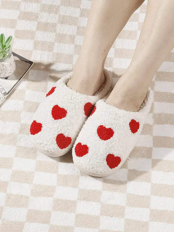 Heart Fleece Slippers