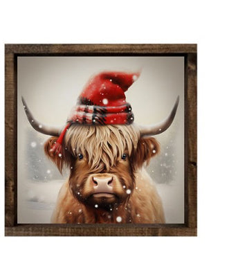 Holiday Highland Cow Wall Art