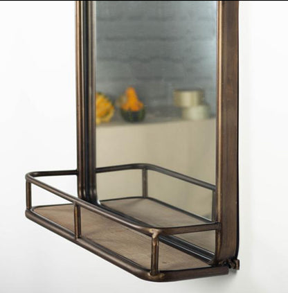 Mirror w/ Wooden Shelf