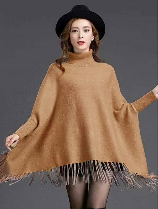 Turtleneck Poncho w/ Comfy Sleeves