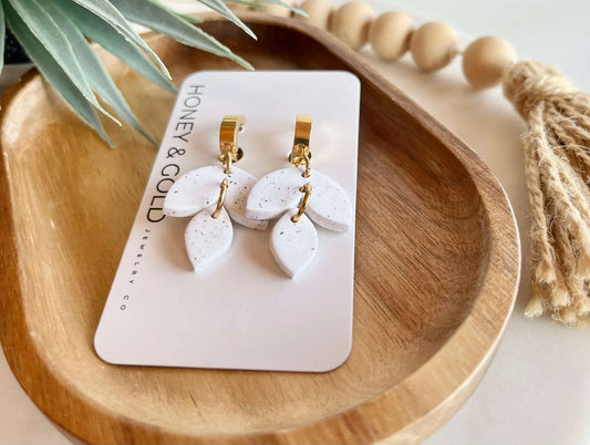 Kimber: Granite White Speckled Earrings