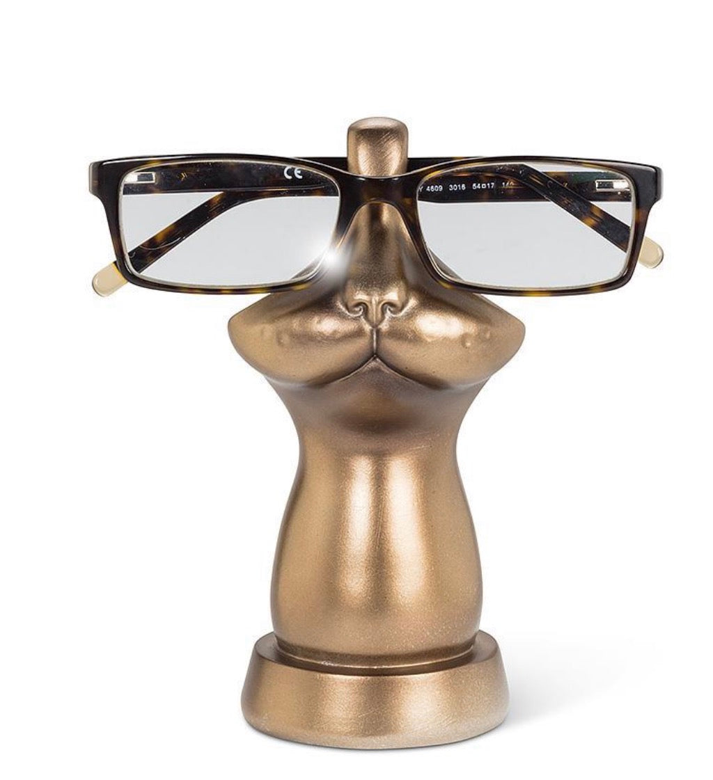 Bronze Cat Face Eyeglass Holder