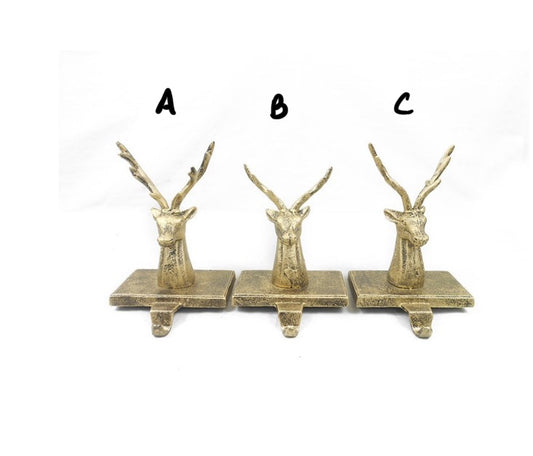 Gold Reindeer Stocking Holder