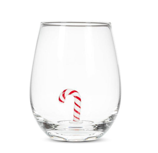 Candy Cane Stemless Wine Glass