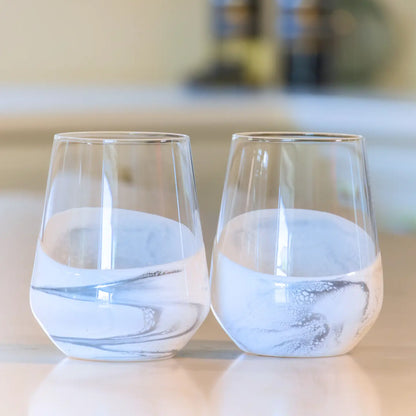 Resin Accented Wine Glasses | Set of 2 w/ Gift Box