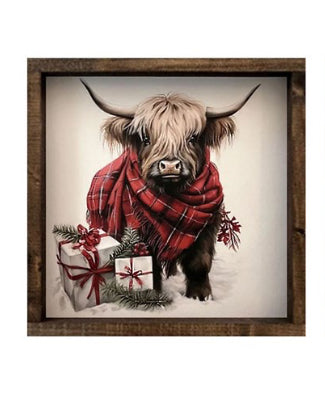 Holiday Highland Cow Wall Art