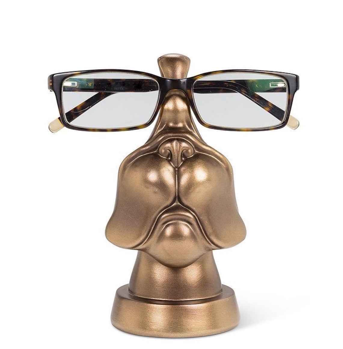Bronze Dog Face Eyeglass Holder