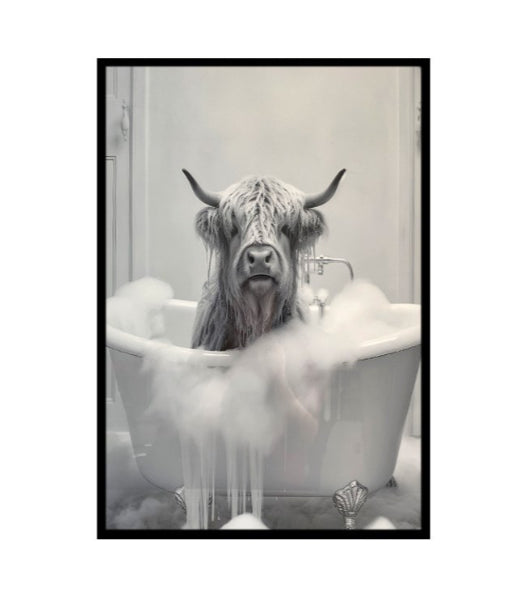 Highland Cow In Tub Wall Art