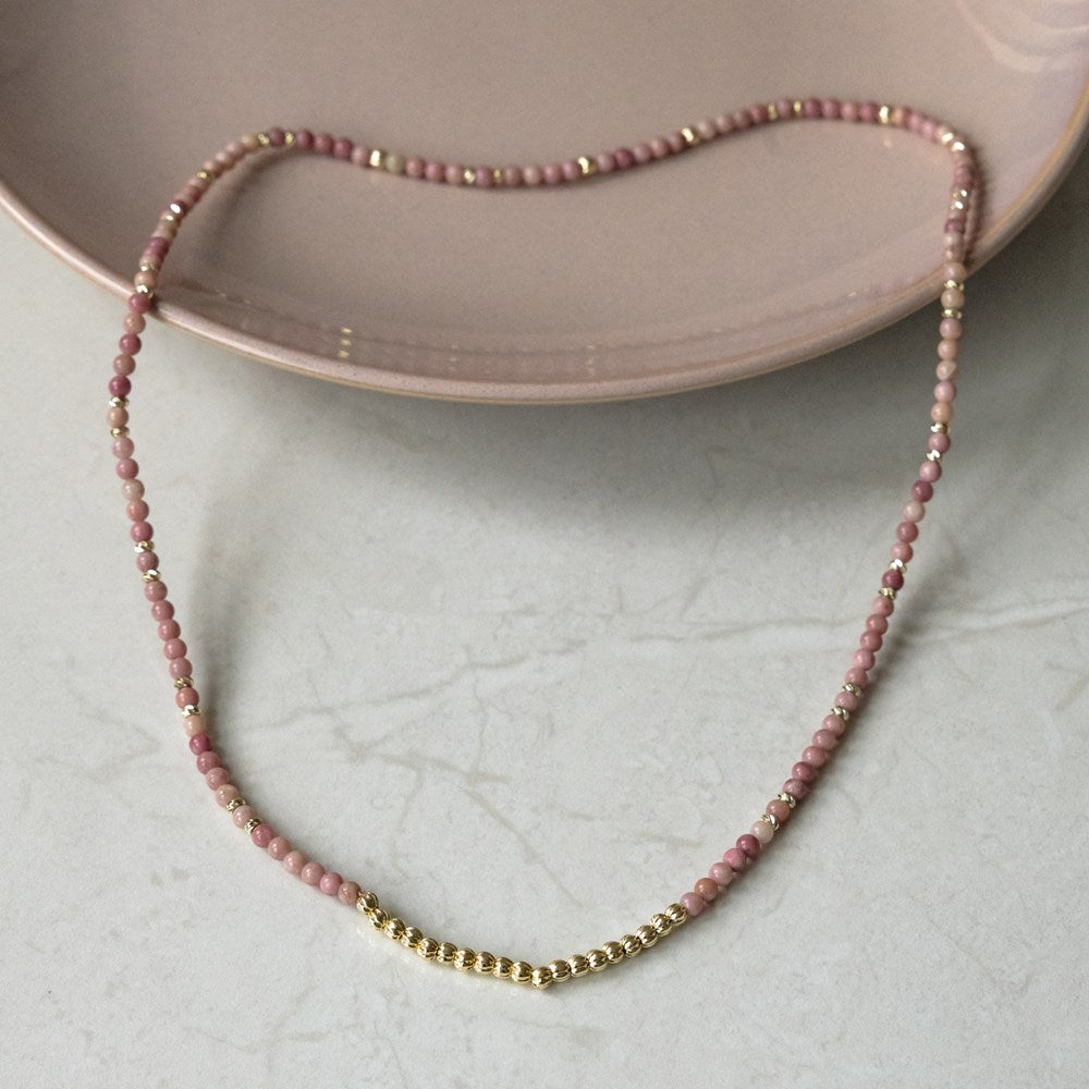 Circuit Loop Necklace/Bracelet | Pink Rhodonite