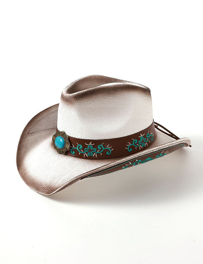 Cowboy Hat w/ Teal Embellishments