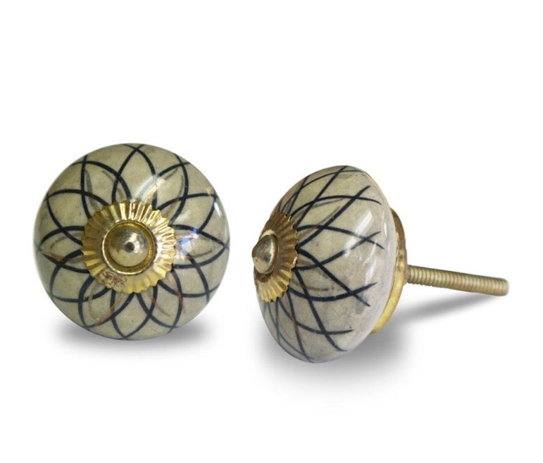 Gold + Black Ceramic Knob