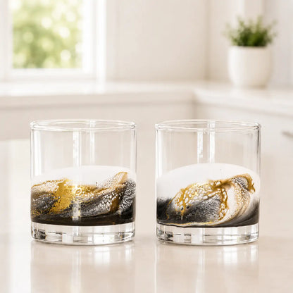 Resin Accented Whiskey Glasses | Set of 2 w/ Gift Box