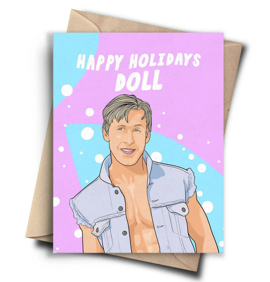 Happy Holidays Doll Card