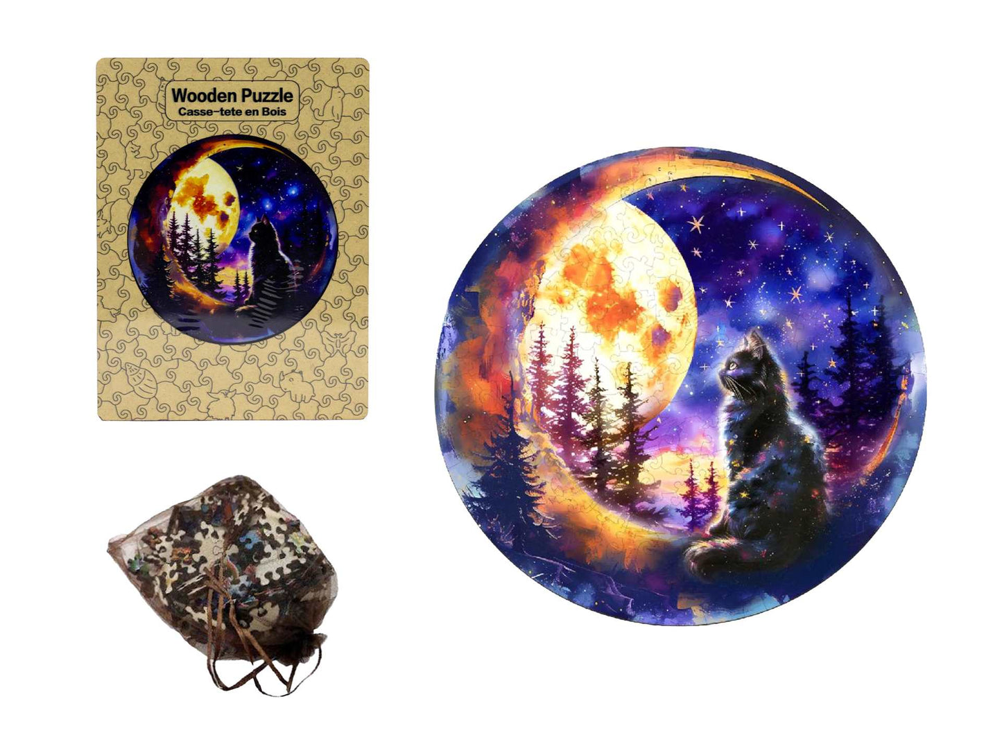 Cat & Moon Wooden Puzzle