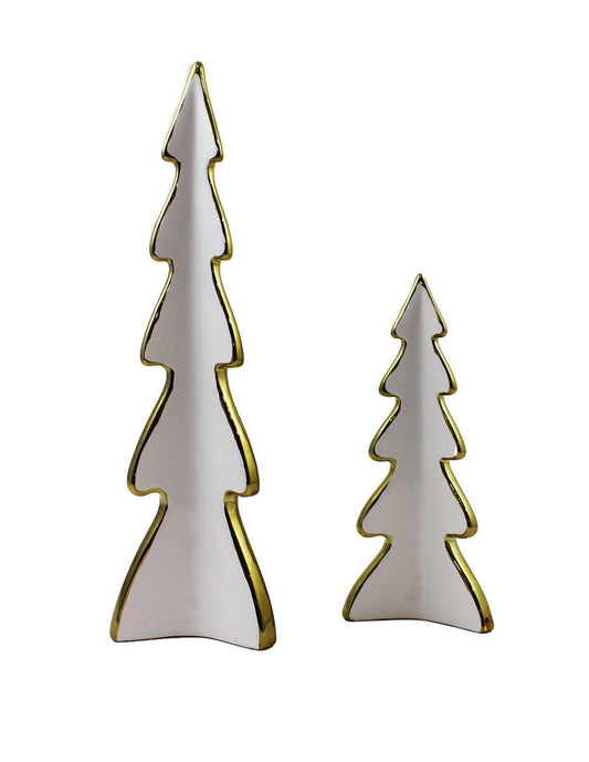 White/Gold Ceramic Christmas Tress