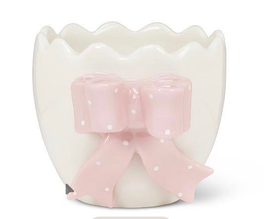 Egg Vase w/ Pink Bow