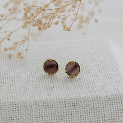 Phia Studs | Grey/Coffee Moonstone