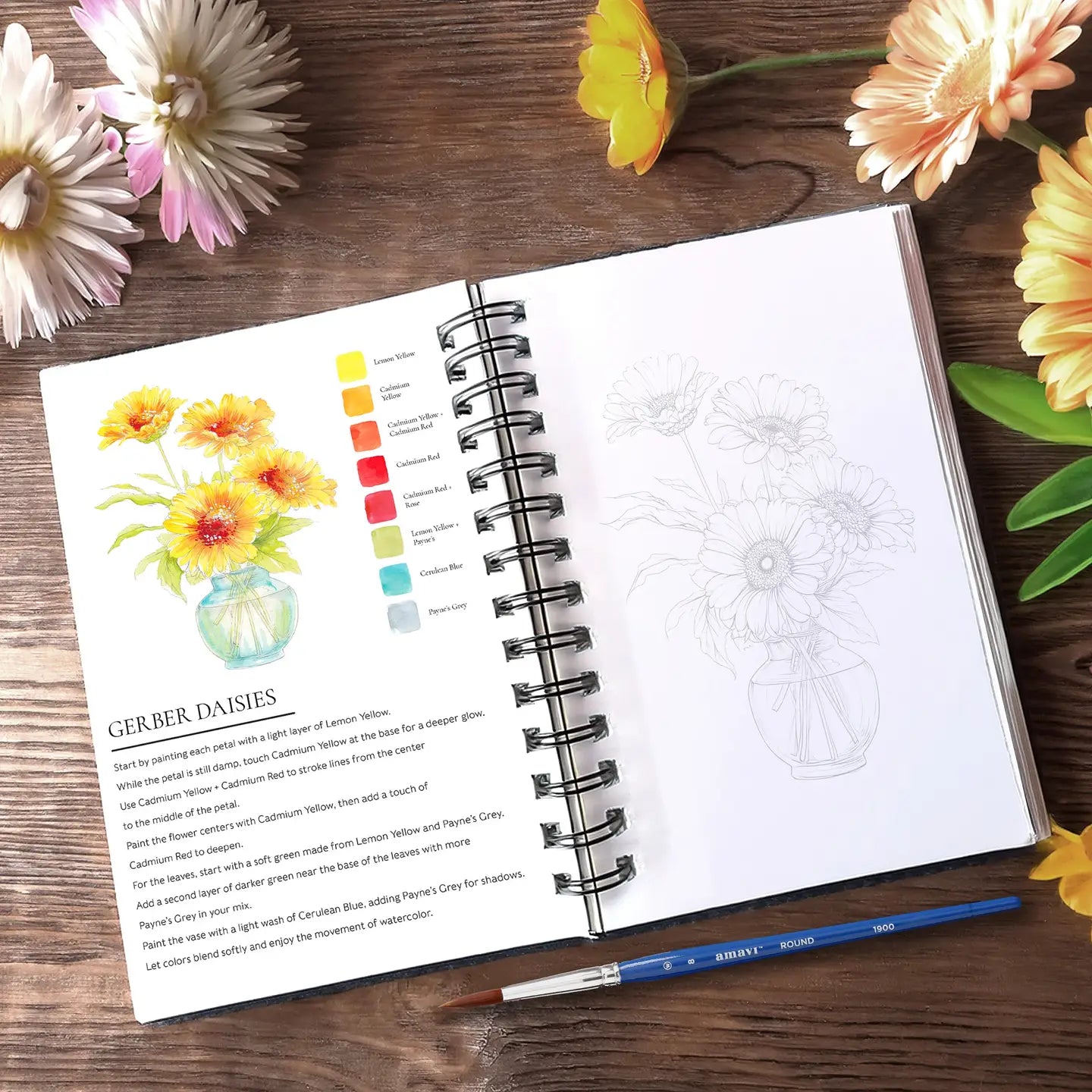 Blooms & Bouquets Colour Watercolour Workbook