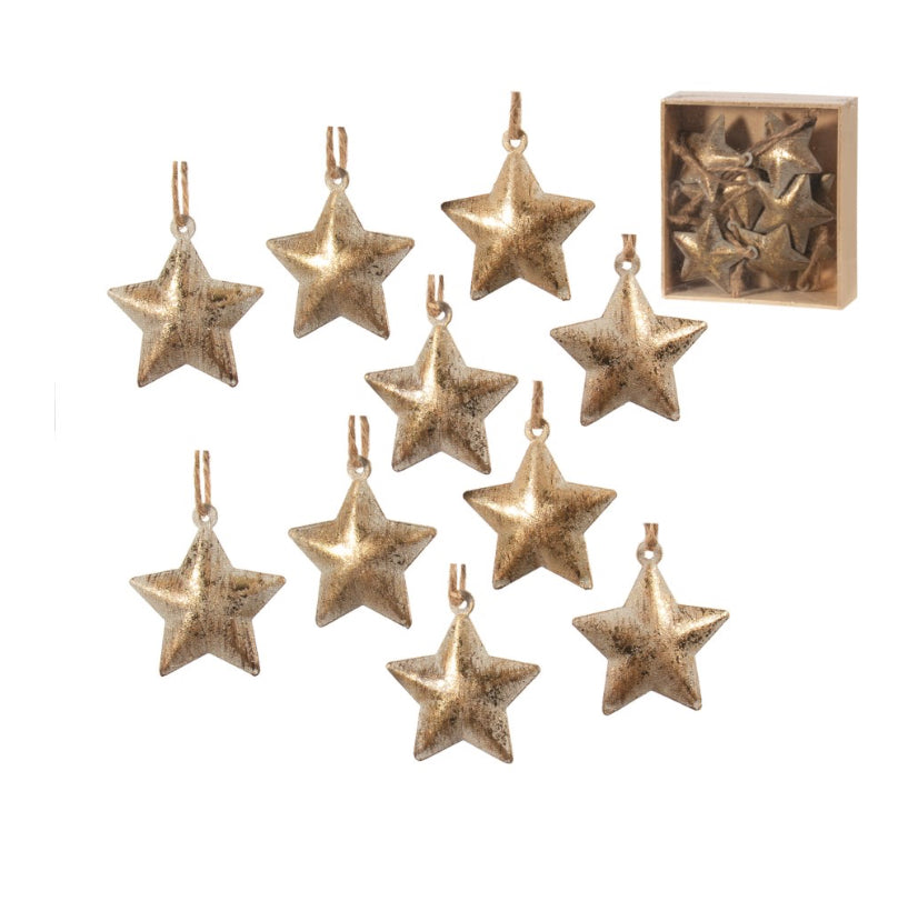 Mini Gold Star Ornaments | Set of 10