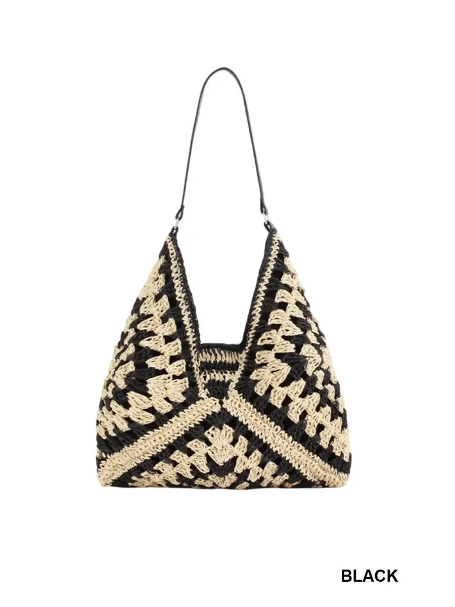 Vintage Crochet Bucket Shoulder Bag