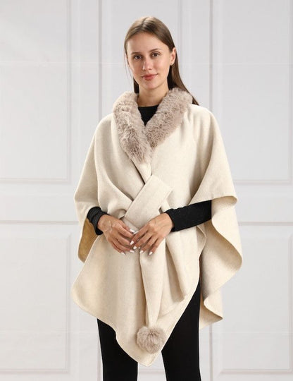 Shawl w/ Faux Fur Collar