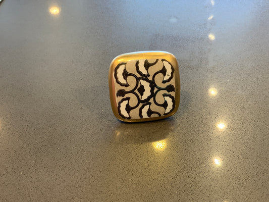Ceramic knobs, black grey and white with gold