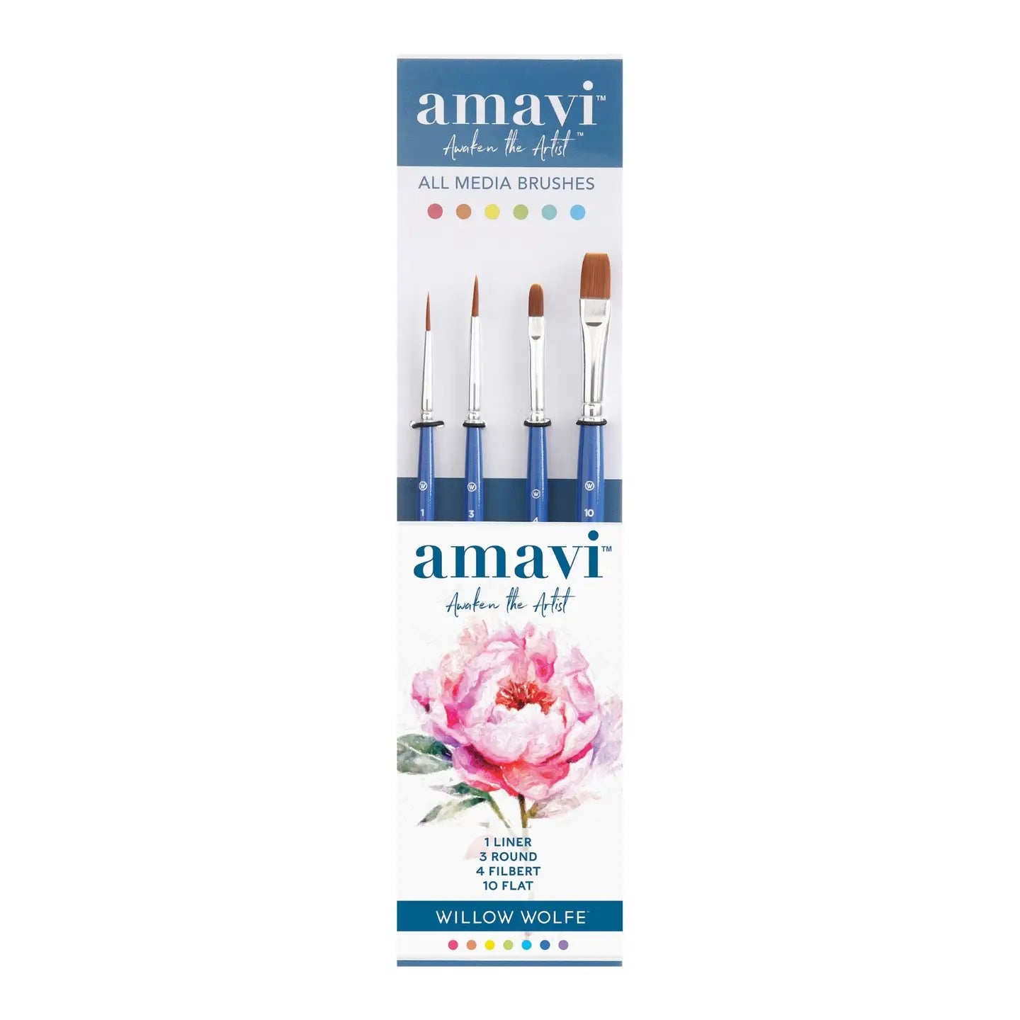Amavi Mixed Media Golden Taklon Brushes | Set of 4
