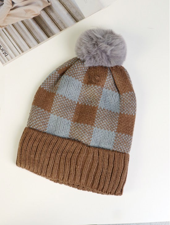 Checkered Knit Hat