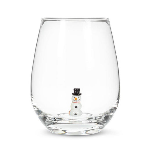 Snowman Stemless Wine Glass
