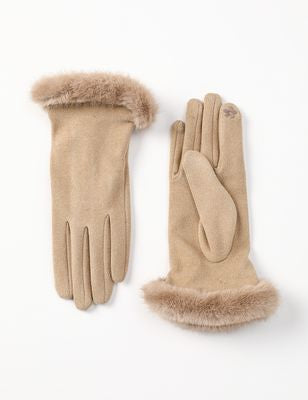Faux Fur Cuffed Touchscreen Gloves
