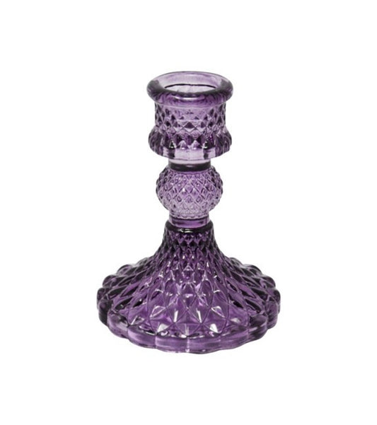 Purple Glass Candle Holder