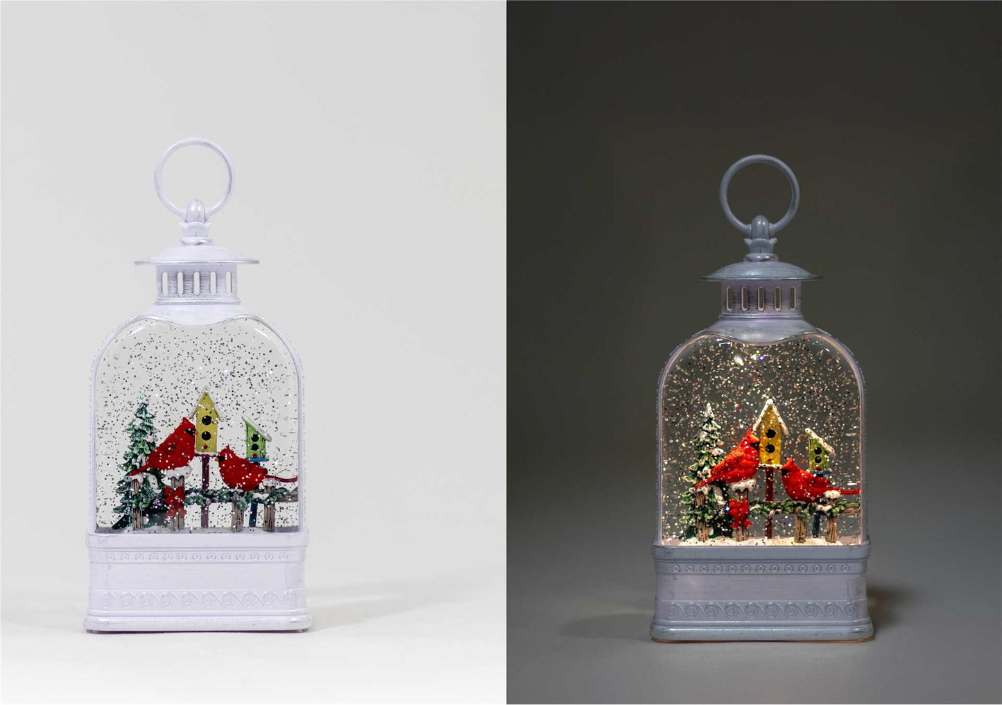 LED Lantern w/ Birdhouses & Cardinals