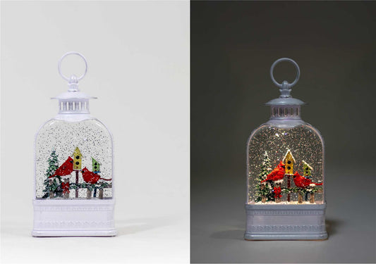 LED Lantern w/ Birdhouses & Cardinals