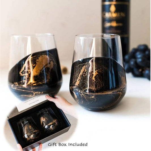 Resin Accented Wine Glasses | Set of 2 w/ Gift Box